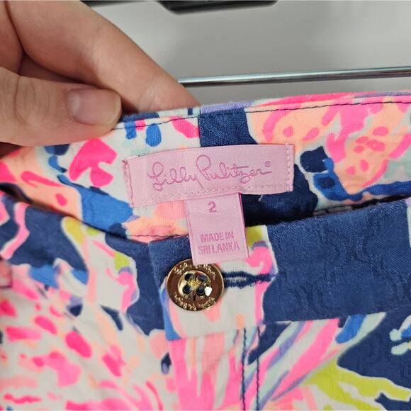 Lilly Pulitzer Pink Blue Vibrant Kelly Ankle Pants 2 - Picture 5 of 10
